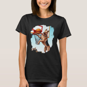 German Shepherd Playing Basketball Funny Dog Baske T-Shirt