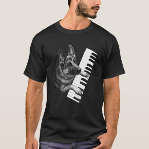 German Shepherd Playing Piano Pianist Dog Lover T-Shirt
