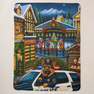 German Shepherd Police Holiday Sherpa Blanket