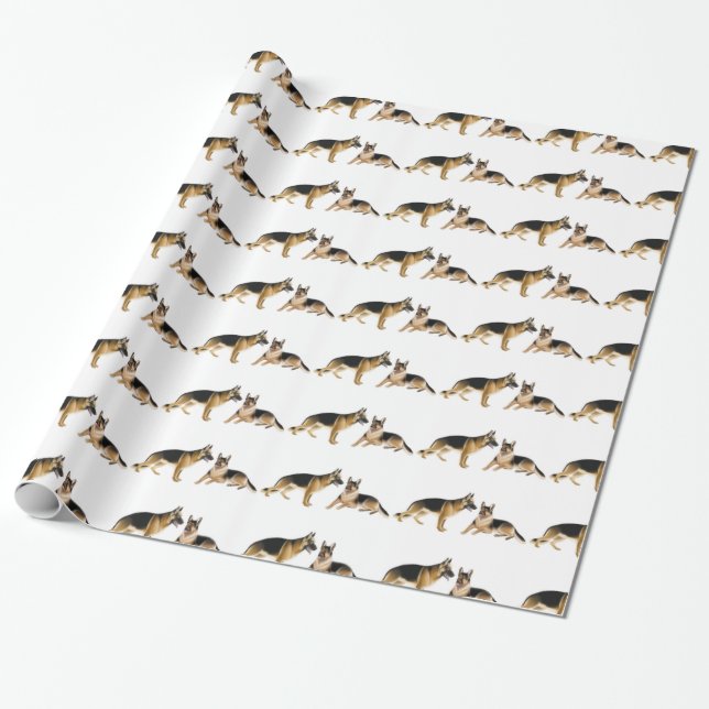 German Shepherd Police K9 Dogs Wrapping Paper (Unrolled)