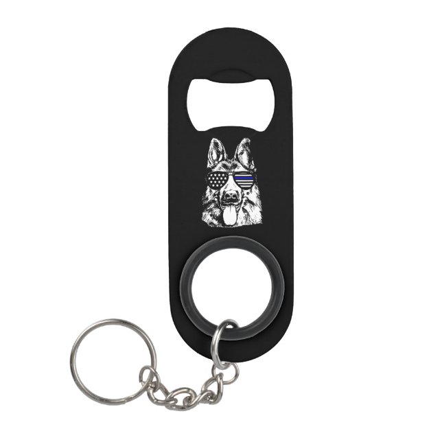 German Shepherd Police Officer Police Dog Keychain Bottle Opener (Front)