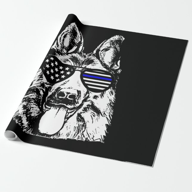 German Shepherd Police Officer Police Dog Wrapping Paper (Unrolled)