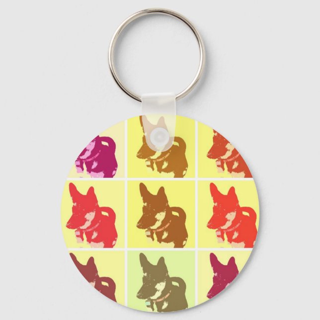 German Shepherd PopArt Keychain (Front)