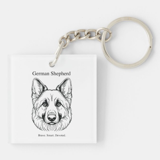 German Shepherd Portrait Keychain (Back)
