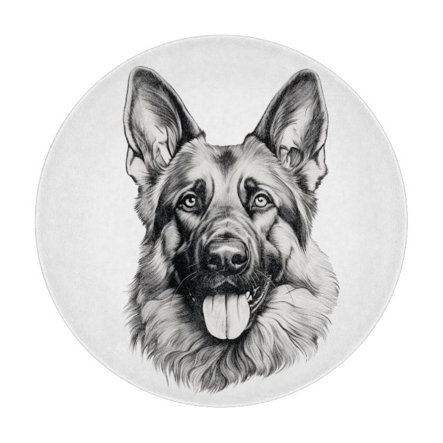 German Shepherd Portrait Round Cutting Board (Front)