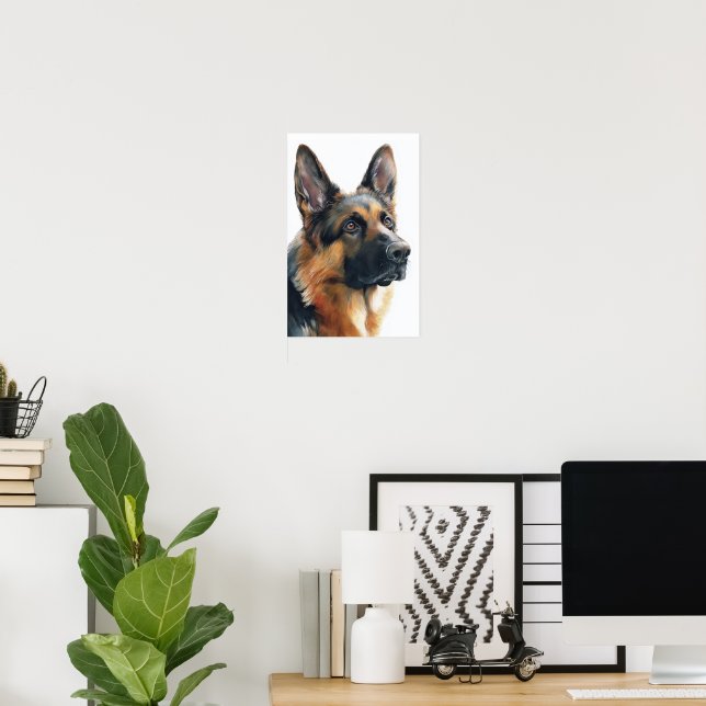 German shepherd portrait watercolor poster (Home Office)