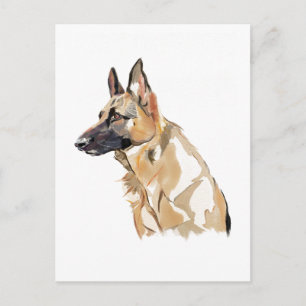 German Shepherd Postcard, Watercolor Illustration Postcard