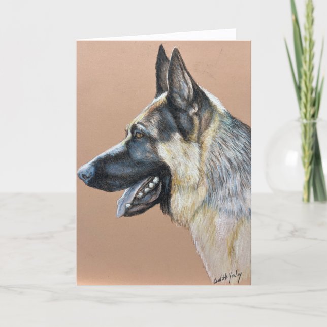 German Shepherd Profile Dog Art Greeting Card (Front)