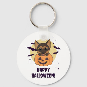German Shepherd Pumpkin Dogs Happy Halloween Keych Keychain