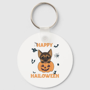 German Shepherd Pumpkin Dogs Happy Halloween Keychain