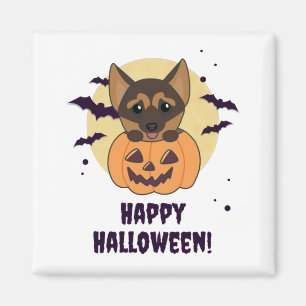 German Shepherd Pumpkin Dogs Happy Halloween Magne Magnet