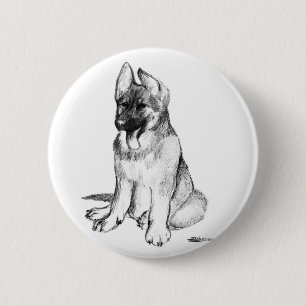 German Shepherd Puppy 2 Inch Round Button