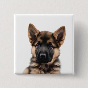 German Shepherd Puppy 2 Inch Square Button