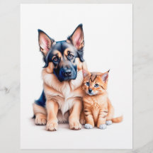 German Shepherd Puppy And Maincoon Kitten