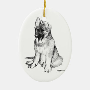 German Shepherd Puppy Ceramic Ornament