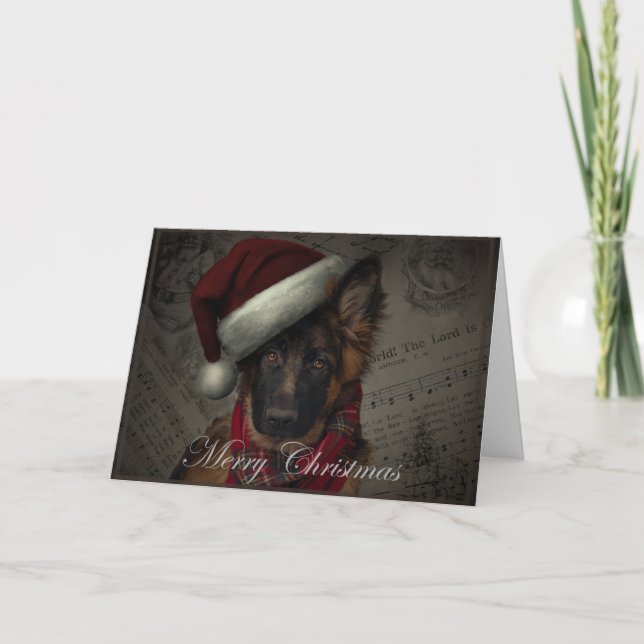 German shepherd puppy Christmas card. Holiday Card (Front)
