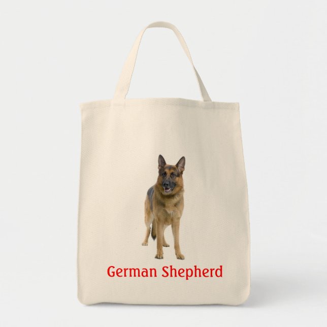 German Shepherd Puppy Dog Canvas Grocery Tote Bag (Front)
