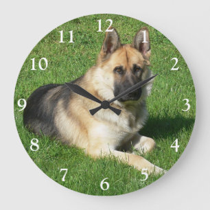 German Shepherd Puppy Dog Large Clock