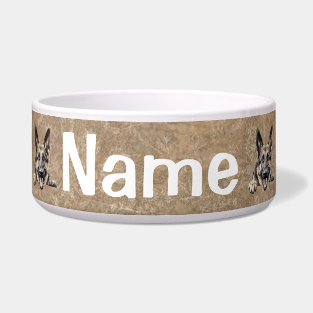 German Shepherd Puppy Dog Pet Dish Bowl (Front)