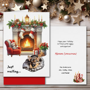 German Shepherd Puppy Dog Waiting for Christmas