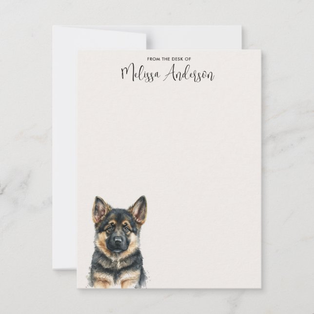 German Shepherd Puppy Dog Watercolor Personalized Card (Front)