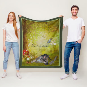 German Shepherd Puppy Fantasy Dog Art Personalized Fleece Blanket