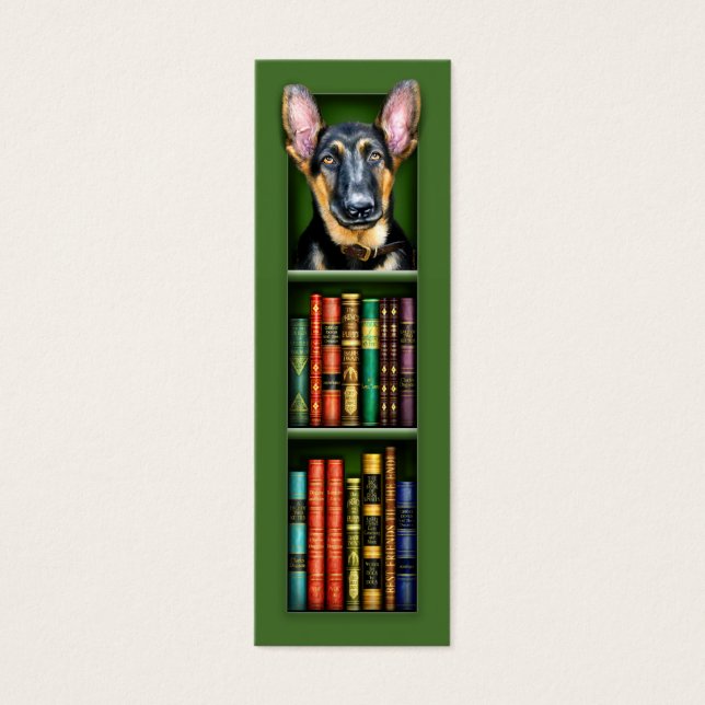 German Shepherd Puppy Green Bookmark (Front)