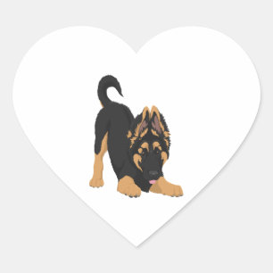 German Shepherd Puppy Heart Sticker