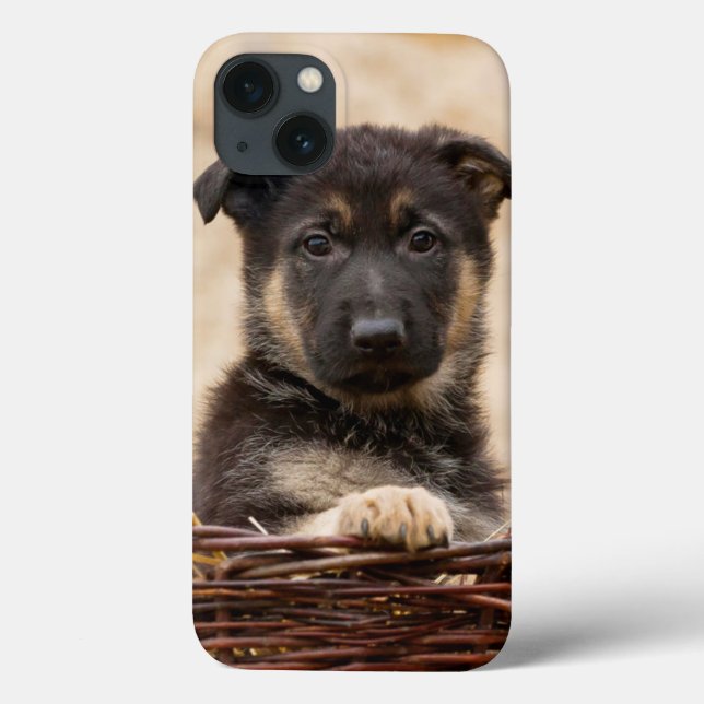 German Shepherd Puppy In Basket Case-Mate iPhone Case (Back)
