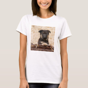 German Shepherd Puppy In Basket T-Shirt
