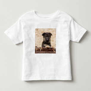German Shepherd Puppy In Basket Toddler T-shirt