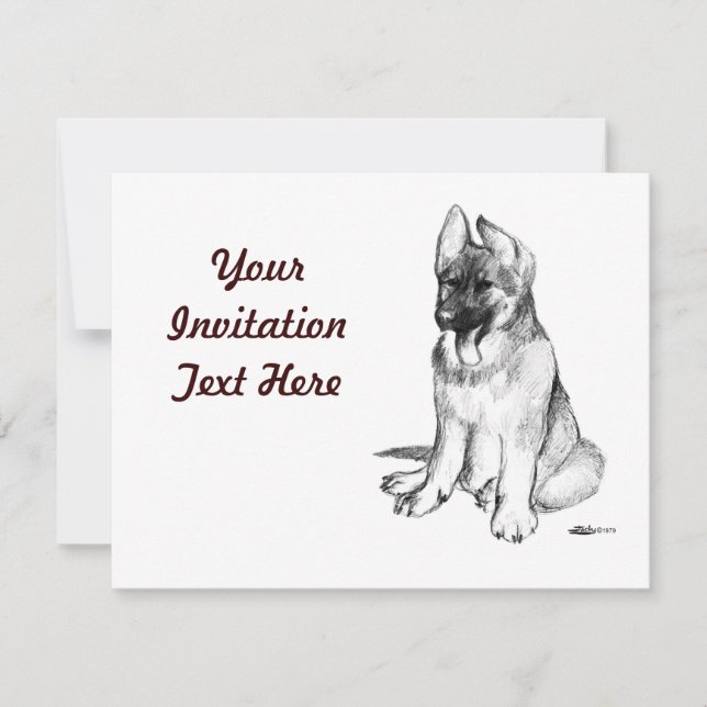 German Shepherd Puppy Invitation (Front)
