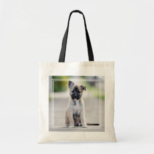 German Shepherd Puppy on Footpath Tote Bag