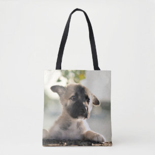 German Shepherd Puppy Over Ledge Tote Bag