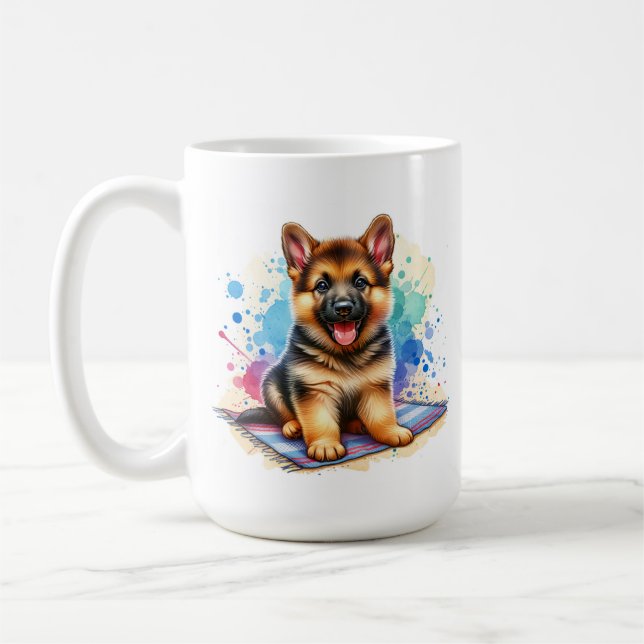 German Shepherd Puppy Personalized Coffee Mug (Left)