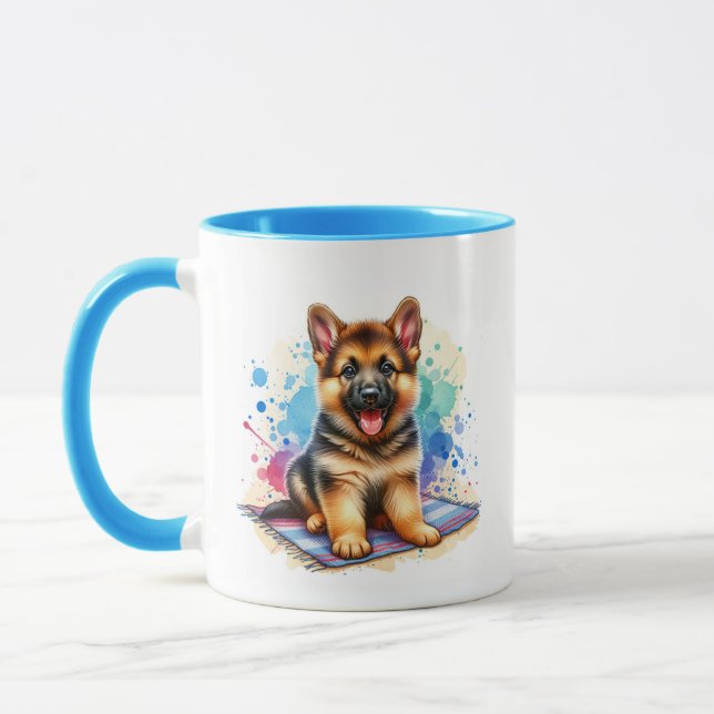 German Shepherd Puppy Personalized Mug (Left)