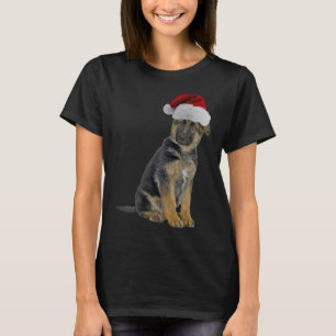 German Shepherd Puppy Santa Claus Merry Christmas T-Shirt