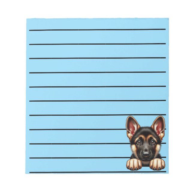 German Shepherd Puppy with Expressive Eyes  Notepad (Front)