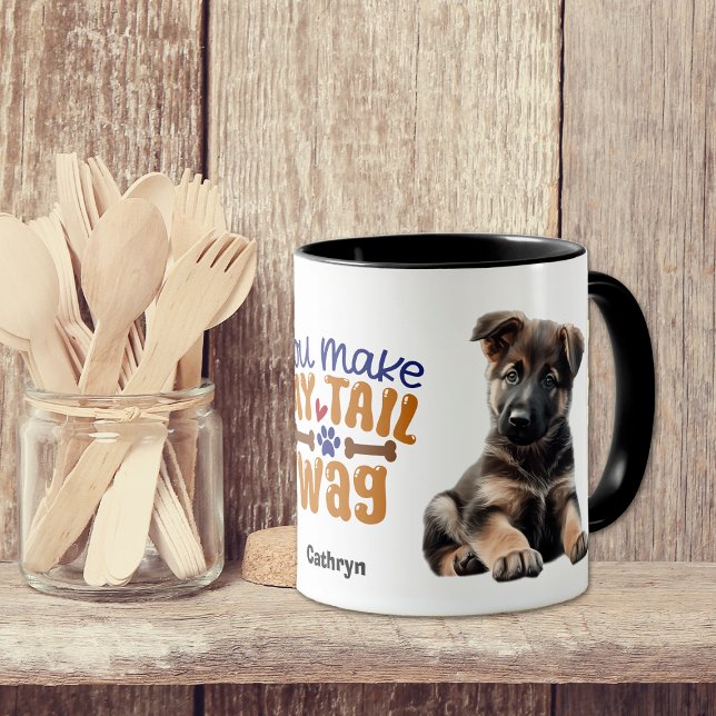 German Shepherd Puppy You Make My Tail Wag Mug (Creator Uploaded)