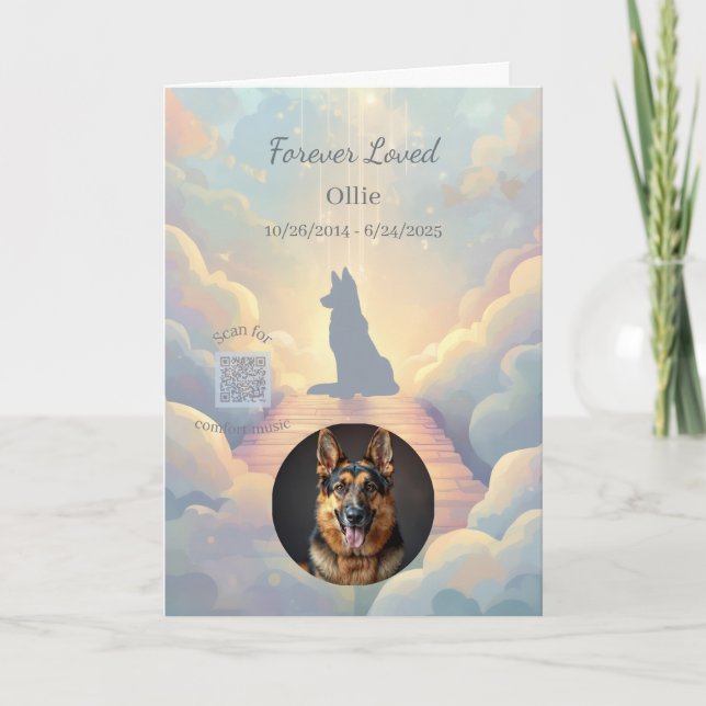 German Shepherd Rainbow Bridge Sympathy Card (Front)