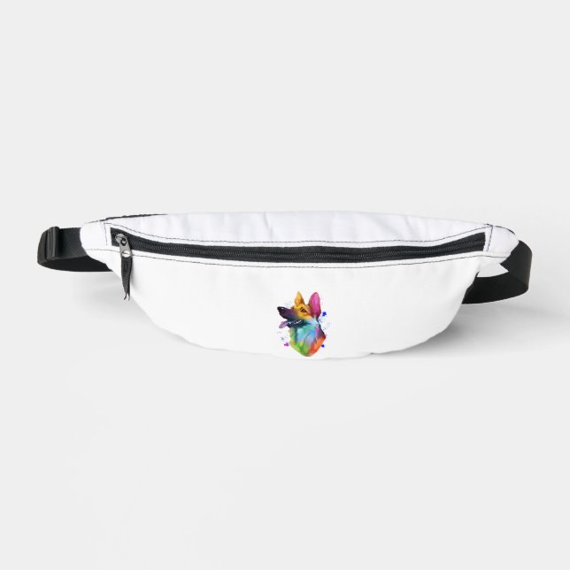 German Shepherd Rainbow Watercolor Paint Splatter  Fanny Pack (Front)