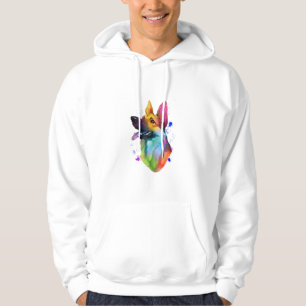 German Shepherd Rainbow Watercolor Paint Splatter  Hoodie