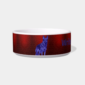 German Shepherd Red Damask Luxury Pet Bowl