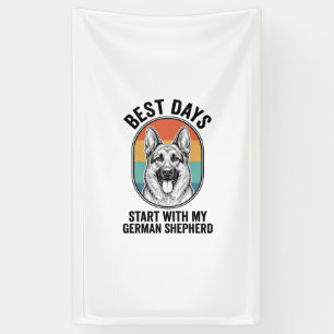 German Shepherd Retro Art Vintage Dog Lover Design Banner