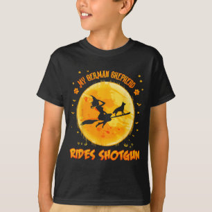 German Shepherd Rides Shot Funny Halloween Dog T-Shirt