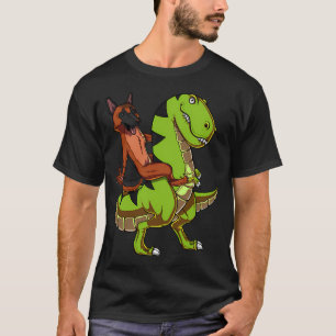 German Shepherd Riding T-Rex Dinosaur T-Shirt