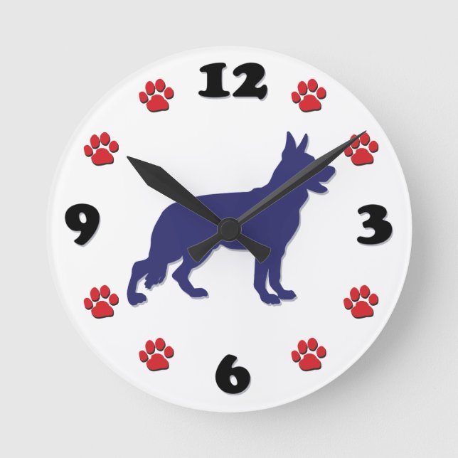 German Shepherd Round Clock (Front)