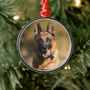 German Shepherd Running Metal Ornament
