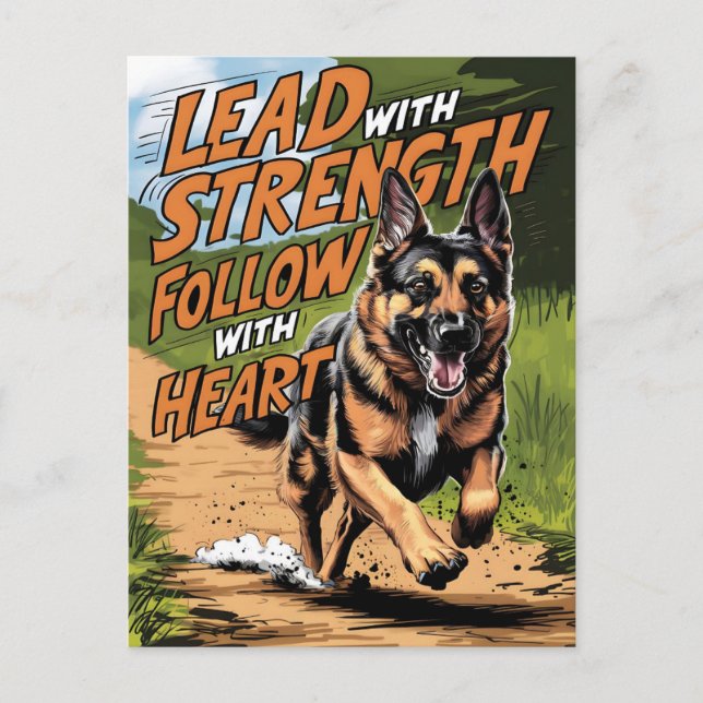 German Shepherd Running With Heart Postcard (Front)