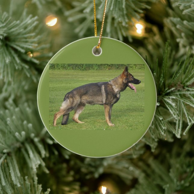 German Shepherd Sable Full Ceramic Ornament (Tree)